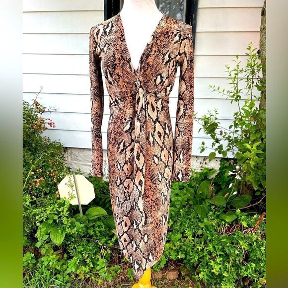 *** Zara Snake Print Midi Long Sleeve Dress (R) - Picture 1 of 11